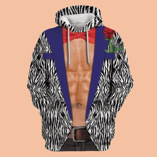 2025 Halloween Man Having Muscle With Red Necktie Costume Hoodie