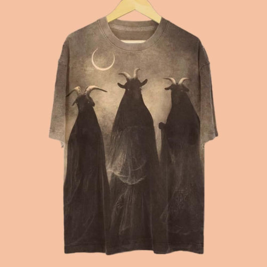 Men's Antelope Witch Dark Horror Print Shirt Halloween 2025