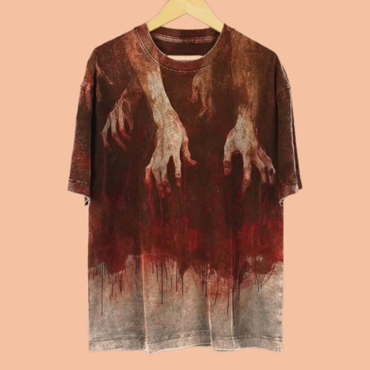 Men's Bloody Ghost Hand Dark Print Shirt 2025 Halloween