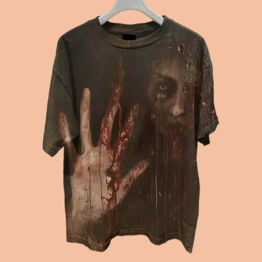 Men's Bloody Ghost Hand Dark Halloween Print Shirt Halloween 2025