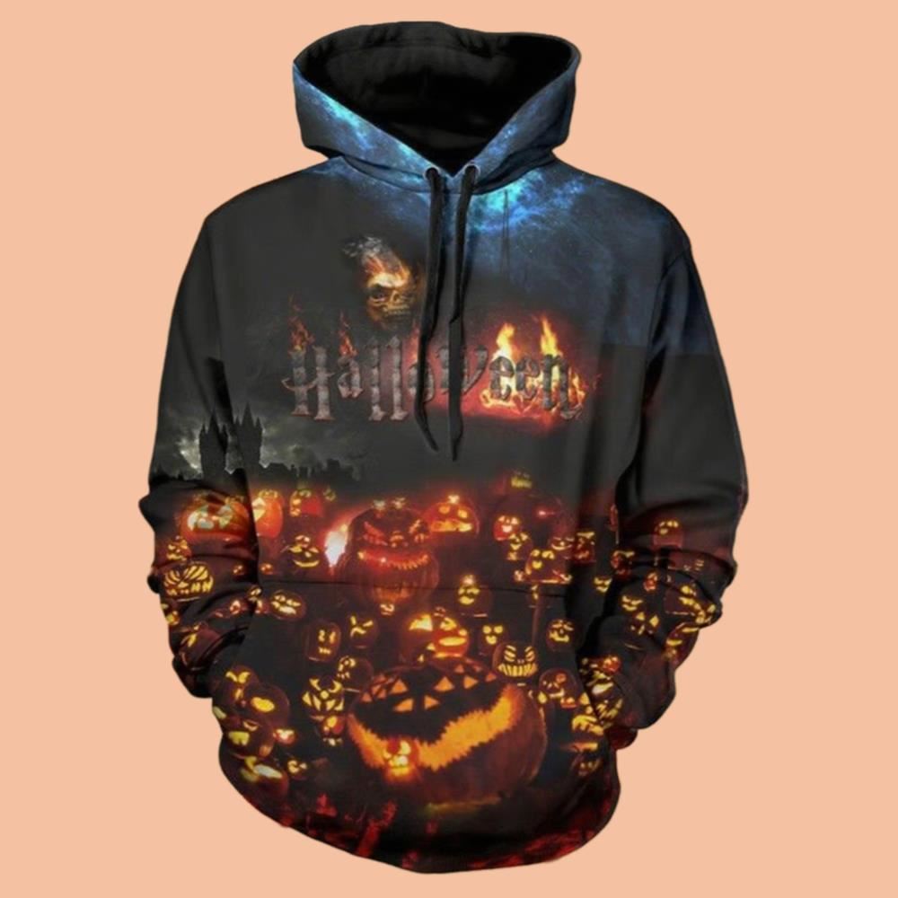 Men's Casual Party Halloween Pumpkin Print Hoodie Halloween 2025