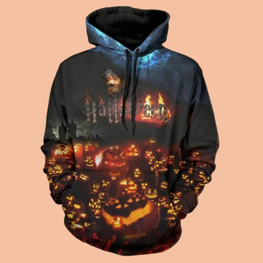 Men's Casual Party Halloween Pumpkin Print Hoodie Halloween 2025