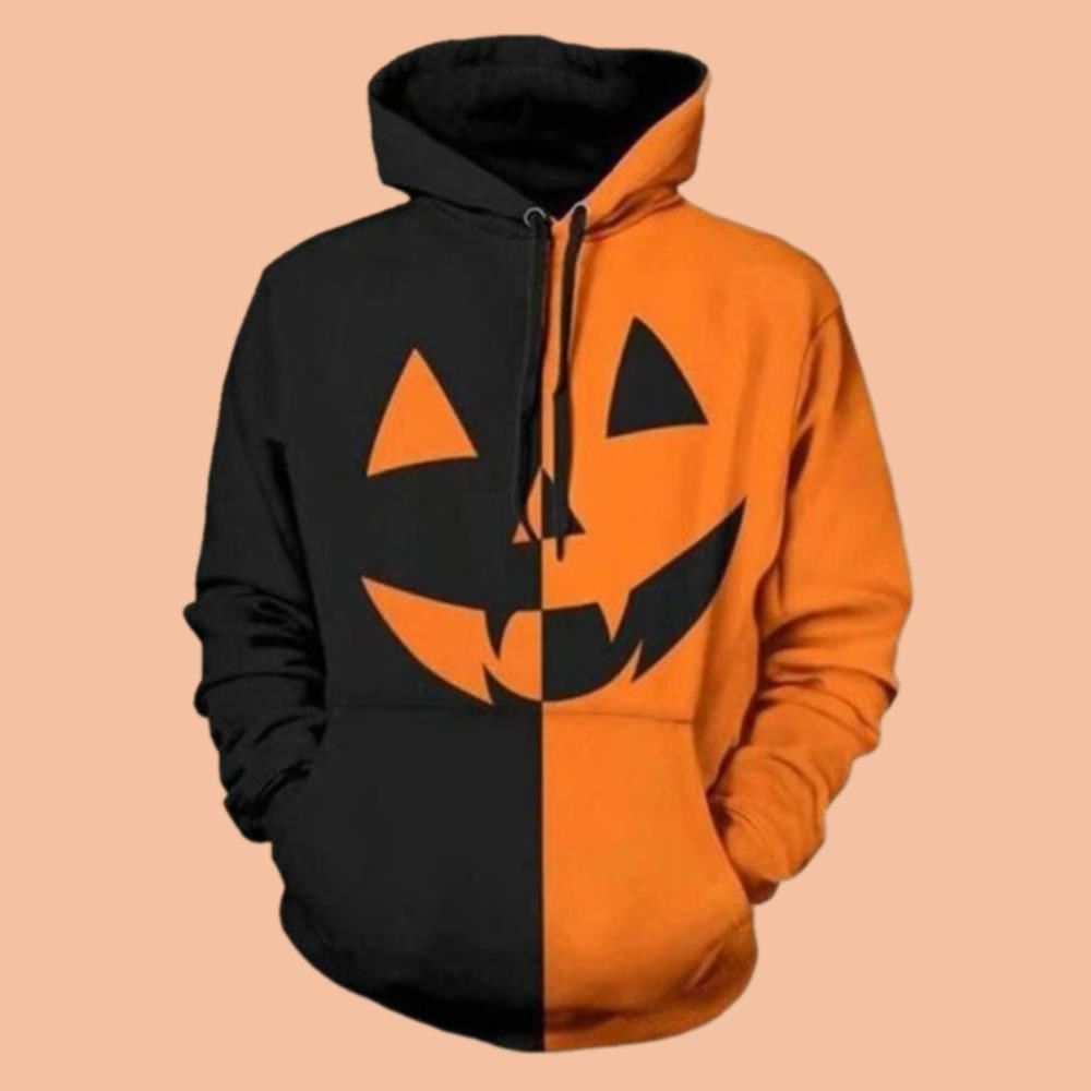 Men's Halloween Pumpkin Face Print Casual Hoodie Halloween 2025
