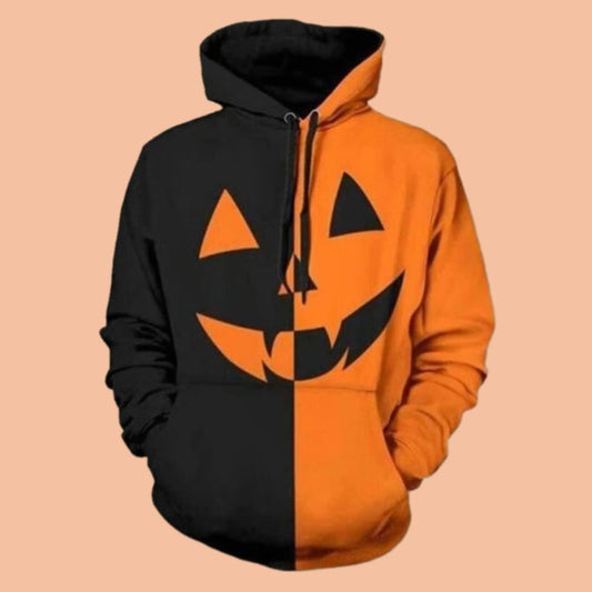 Men's Halloween Pumpkin Face Print Casual Hoodie Halloween 2025