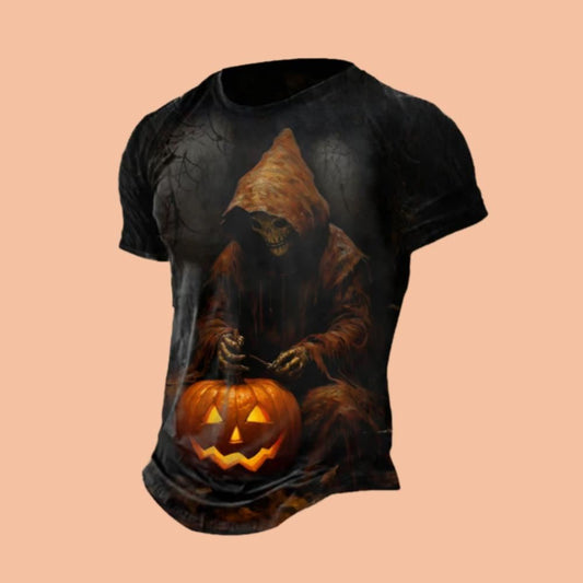 Men's Halloween Skull Pumpkin Print Shirt Halloween 2025