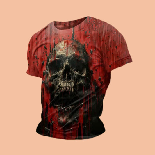 Men's Retro Dark Skull Print Shirt Halloween 2025