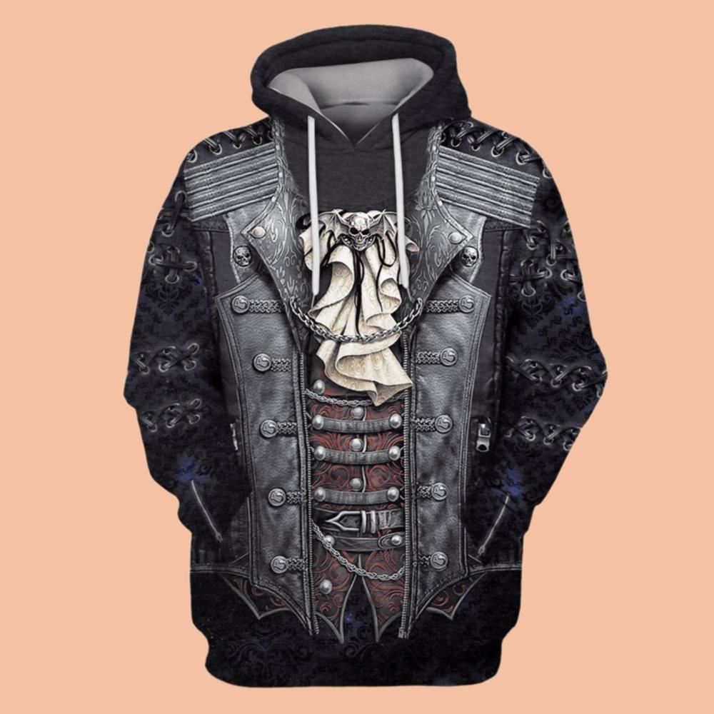 2025 Halloween Rock Metal Vampire Biker Costume Hoodie