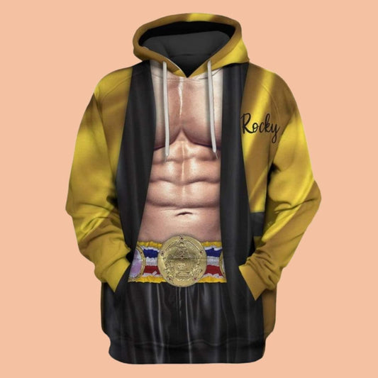 2025 Halloween Rocky Yellow Robe Suit Costume Hoodie