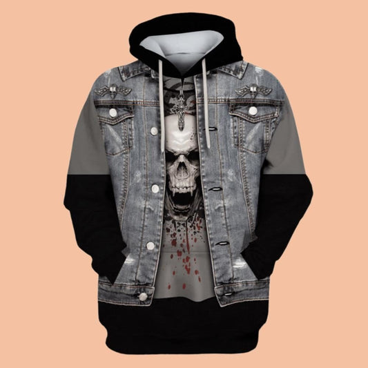 2025 Halloween Thrash Metal Rock Man Costume Hoodie