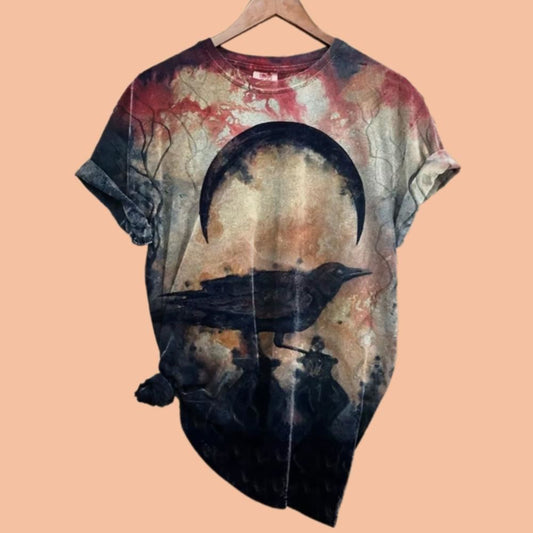 Women's Dark Halloween Crow Print Shirt Halloween 2025