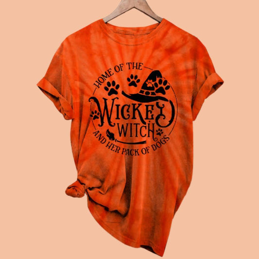 Women's Home Of The Wicked Witch And Her Pack Of Dogs Shirt Halloween 2025