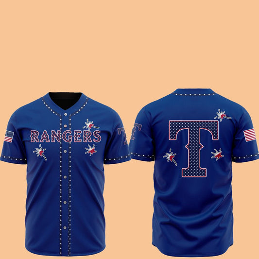 2025 Texas Rangers Happy Independence Day Baseball Jersey