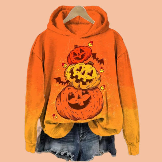 Women's Pumpkin Halloween 2025 Printed Hoodie