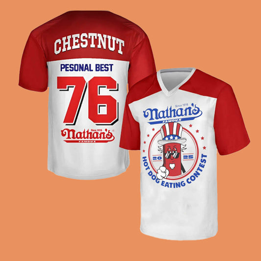 2025 Joey Chestnut 17th Nathan's Famous Hot Dog Jersey