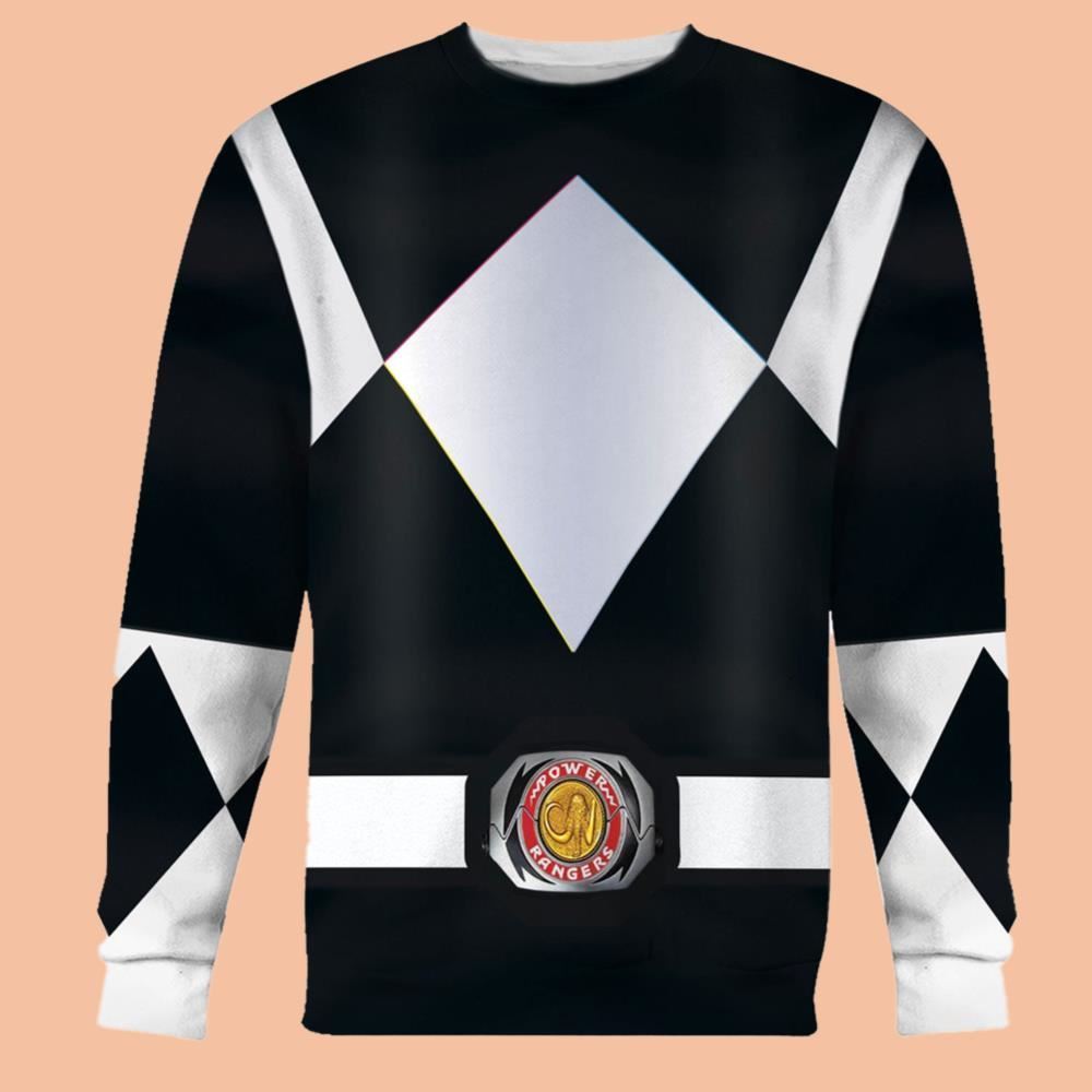 Black Power Ranger Costume Shirt Halloween 2025