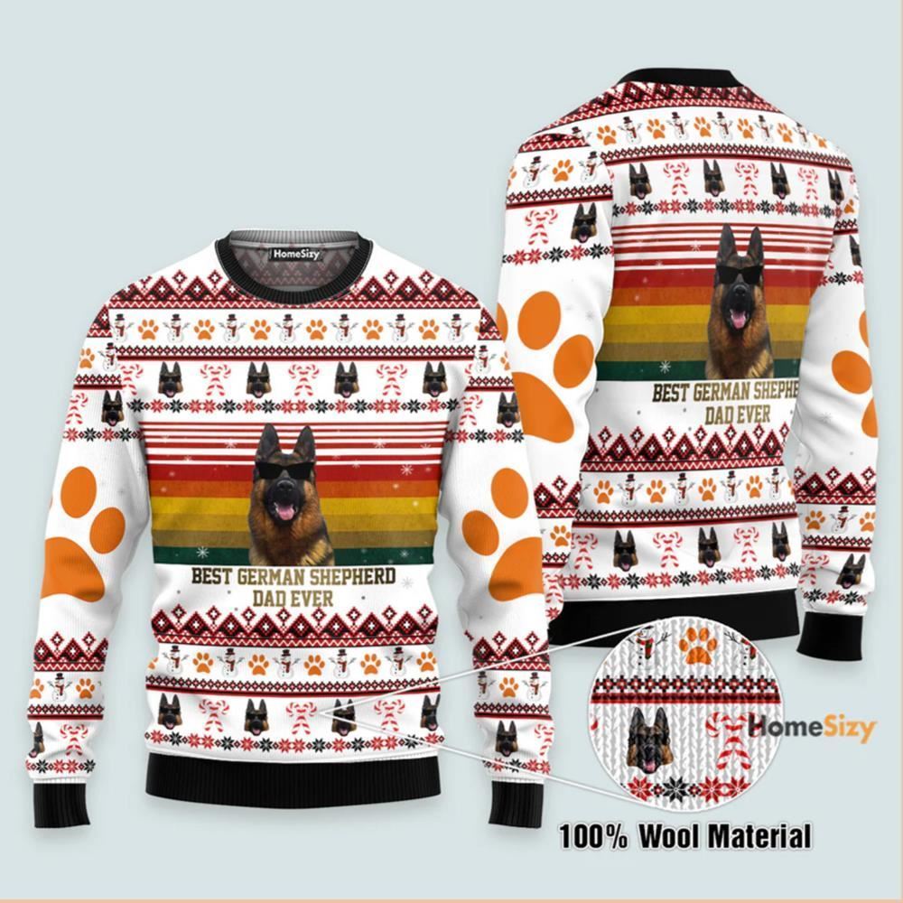 Best German Shepherd Dog Dad Ugly Sweater Christmas 2025