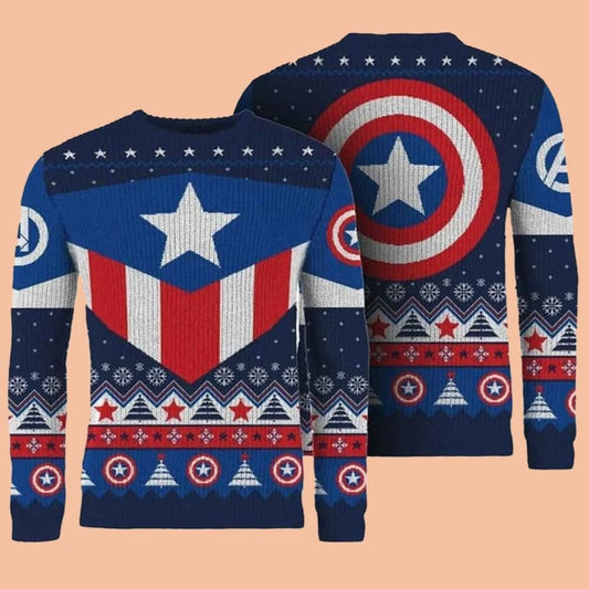 Captain America Ugly Sweater Christmas 2025