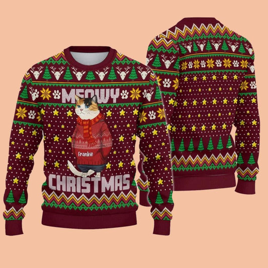 Cat Meowy Ugly Sweatshirt Christmas 2025
