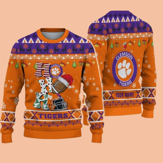 Clemson Tigers Football HO HO HO Ugly Sweater Christmas 2025