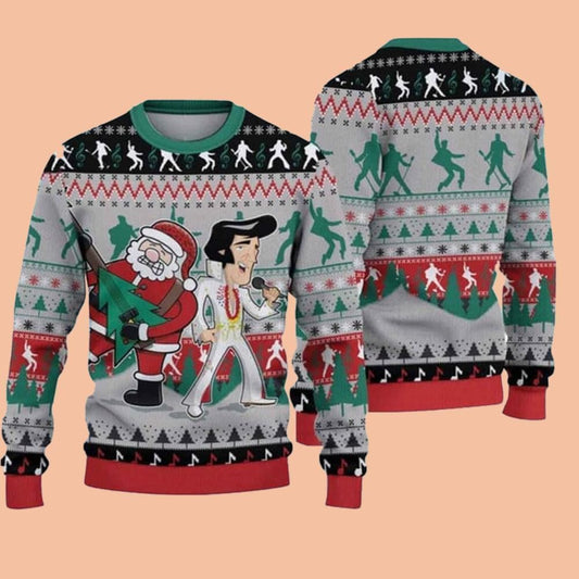 Elvis Presley With Santa Ugly Sweater Christmas 2025