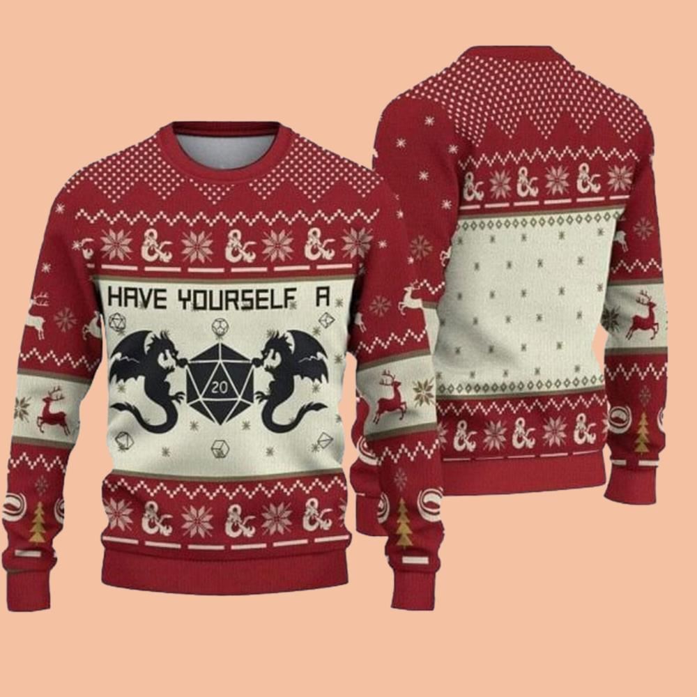 Have Yourself A Dungeons And Dragons Ugly Sweater Christmas 2025