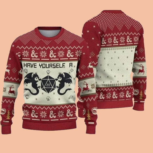Have Yourself A Dungeons And Dragons Ugly Sweater Christmas 2025