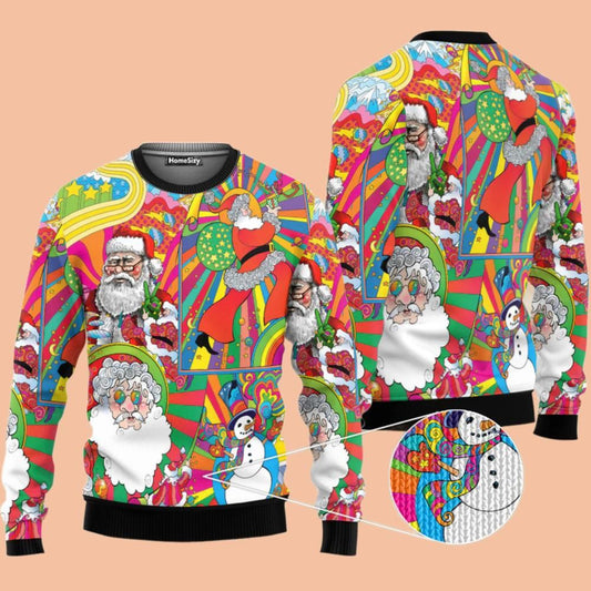Hippie Santa Merry Ugly Sweater Christmas 2025