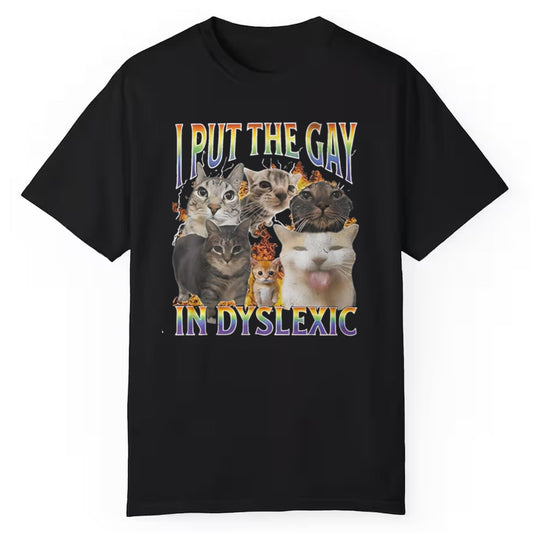 I Put The Gay In Dyslexic Cat Shirt
