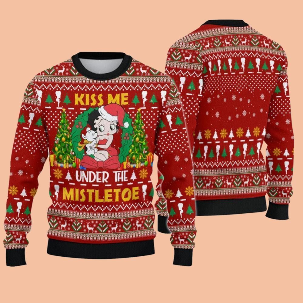 Kiss Me Under The Mistletoe Ugly Sweatshirt Christmas 2025