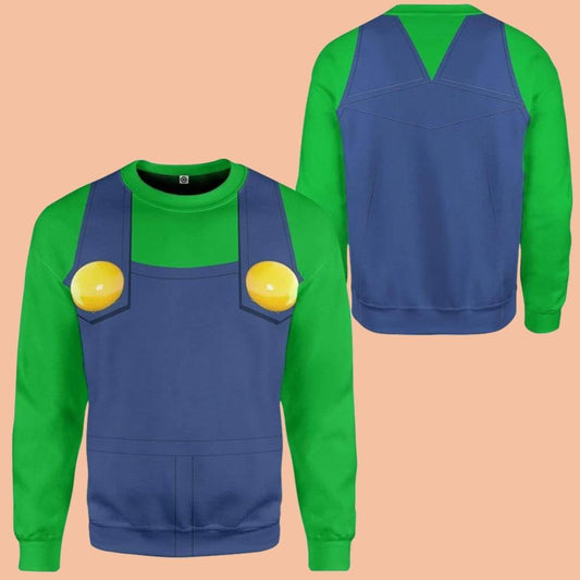 Luigi Cosplay Costume Pullover Ugly Sweater 2025