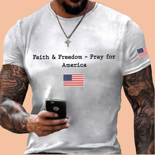 Men's Faith And Freedom Pray For America Shirt