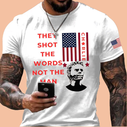 Men's They Shot The Words Not The Man Charlie Kirk Shirt