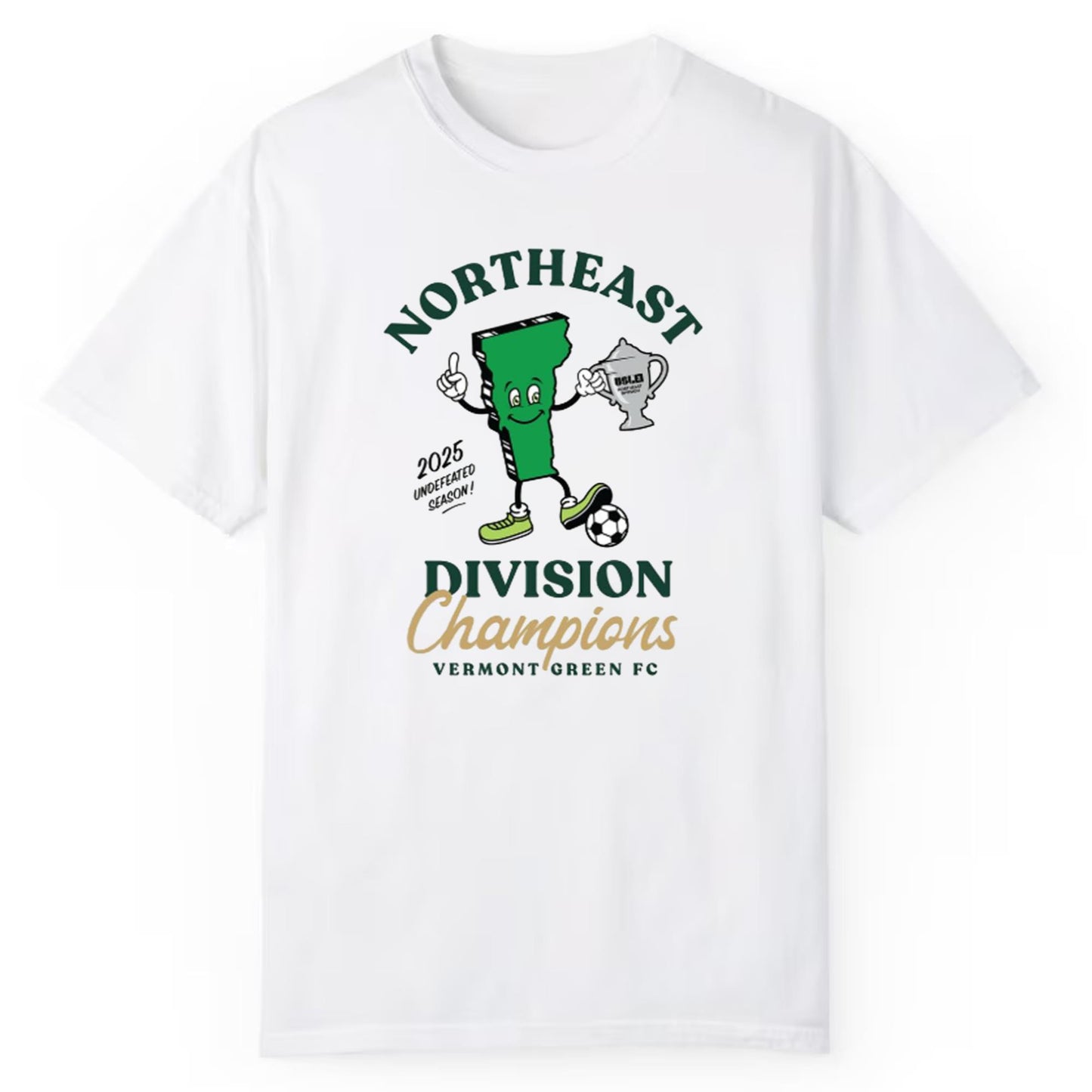 Vermont Green Fc Division Northeast 2025 Undefeated Season Champions Shirt