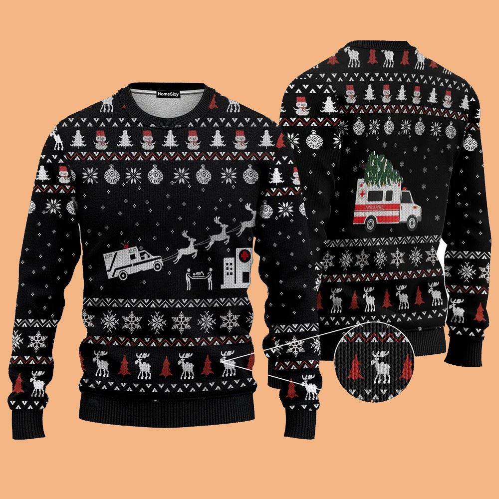 Paramedic Hospital Ambulance Ugly Sweater Christmas 2025