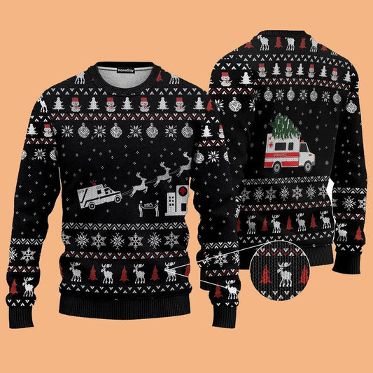 Paramedic Hospital Ambulance Ugly Sweater Christmas 2025