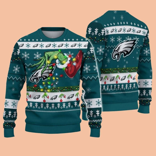 Philadelphia Eagles Grinch Ugly Sweater Christmas 2025