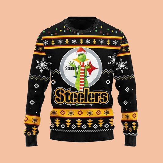 Pittsburgh Steelers Funny Grnch Ugly Sweater Christmas 2025