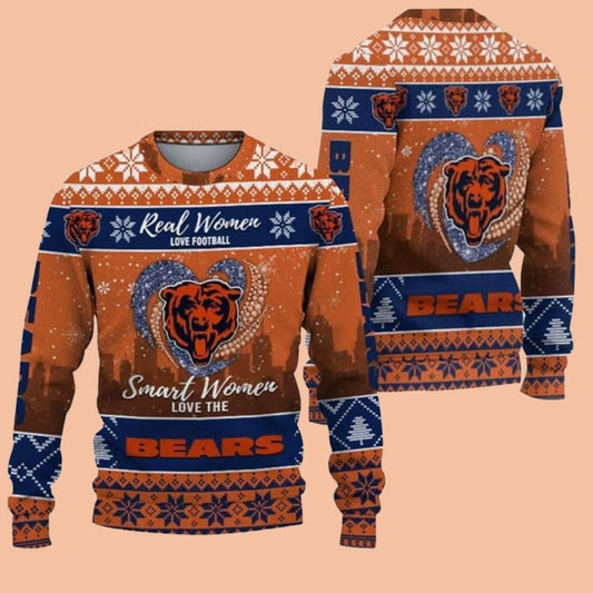 Real Women Love Football Smart Women Love Chicago Bears Ugly Sweater Christmas 2025