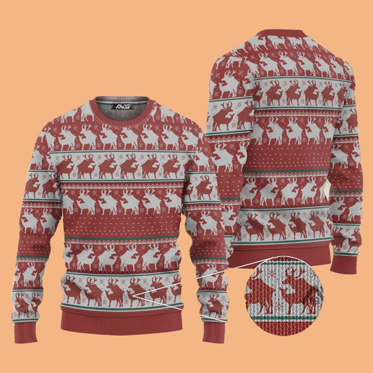 Red Reindeer Ugly Sweater Christmas 2025