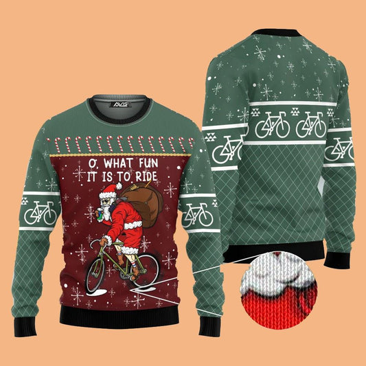Santa Cycling Christmas Ugly Sweater Christmas 2025