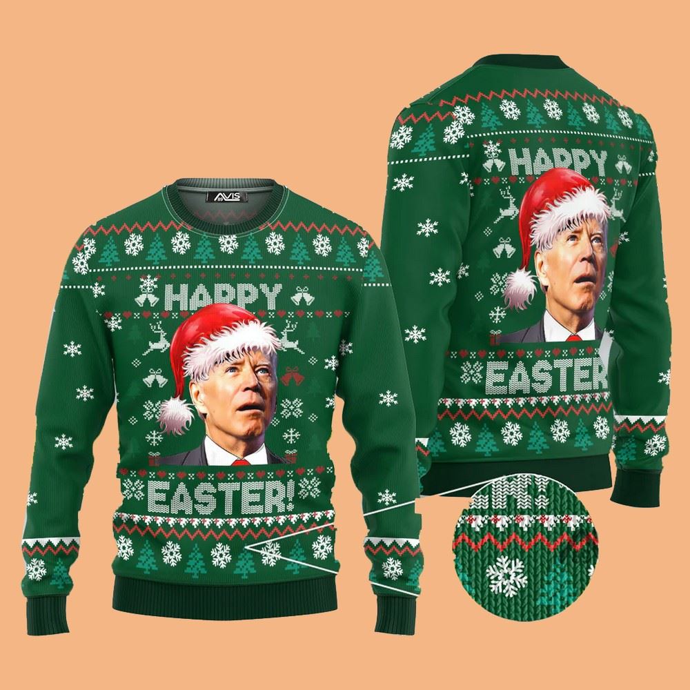 Santa Joe Biden Merry 4th Of Easter Ugly Sweater Christmas