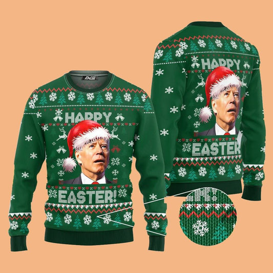 Santa Joe Biden Merry 4th Of Easter Ugly Sweater Christmas