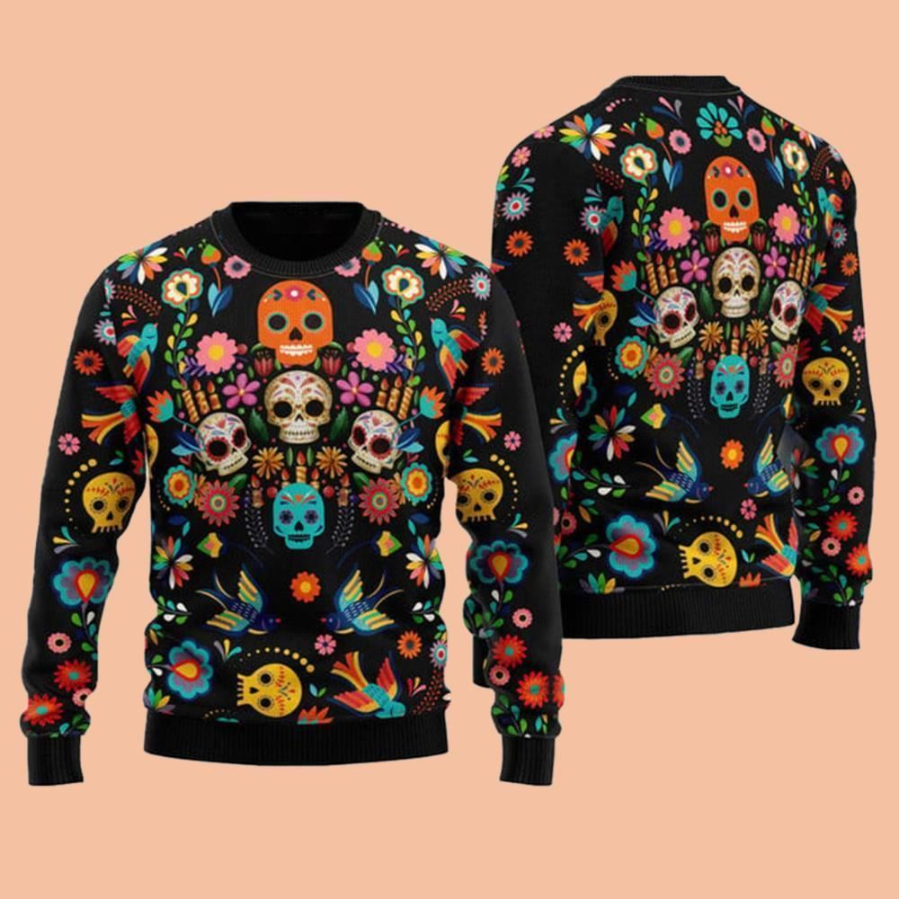 Sugar Skull Ugly Sweater Christmas 2025