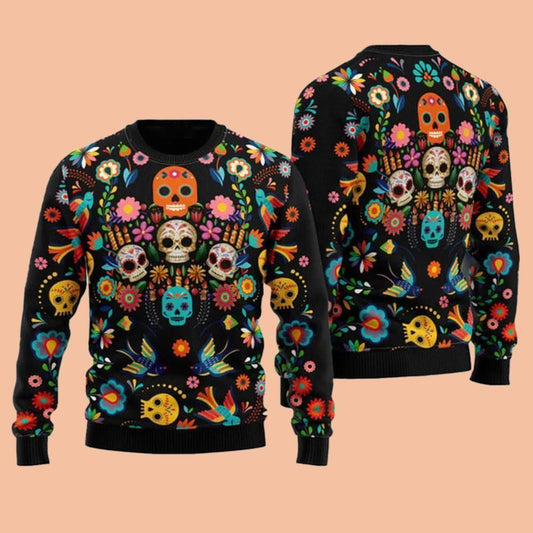 Sugar Skull Ugly Sweater Christmas 2025