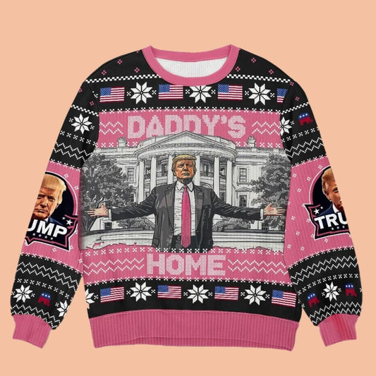 Trump Daddy's Home Ugly Sweatshirt Christmas 2025