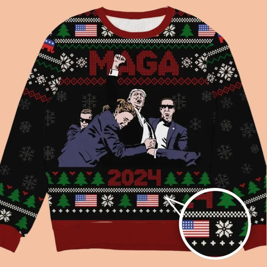 Trump Maga 2024 Ugly Sweatshirt Christmas 2025