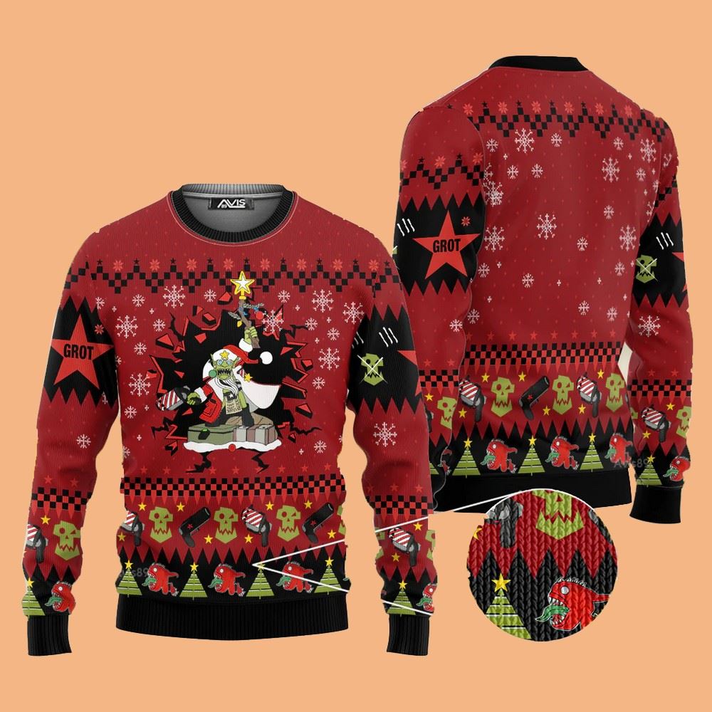 Warhammer Armed And Dangerous Red Gobbo Iconic Ugly Sweater Christmas 2025
