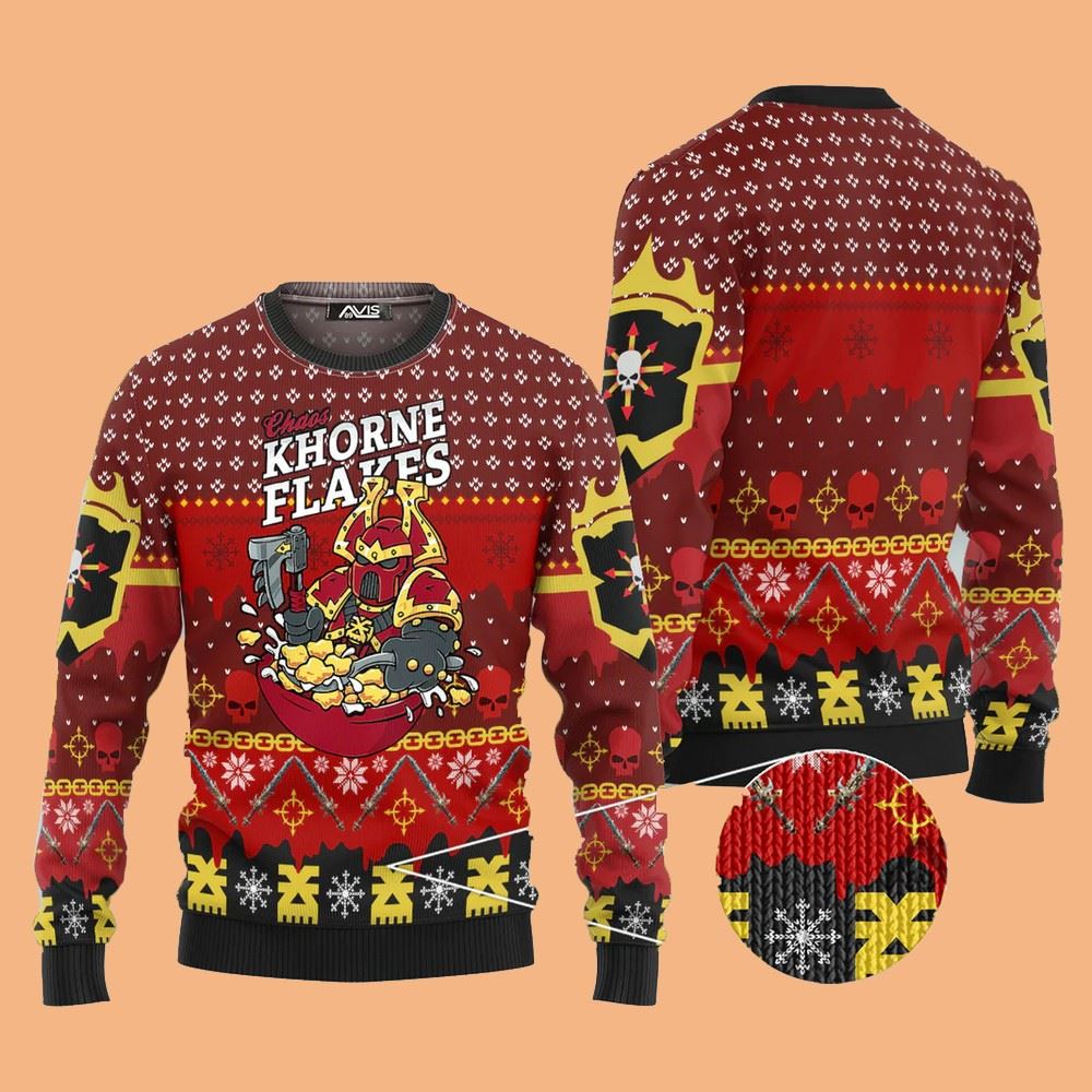 Warhammer Chaos Khorne Flakes Iconic Ugly Sweater Christmas 2025