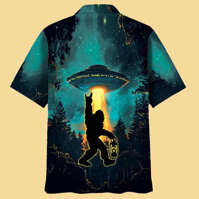 Bigfoot Alien Camping Night Hawaiian Shirt - Cabryon