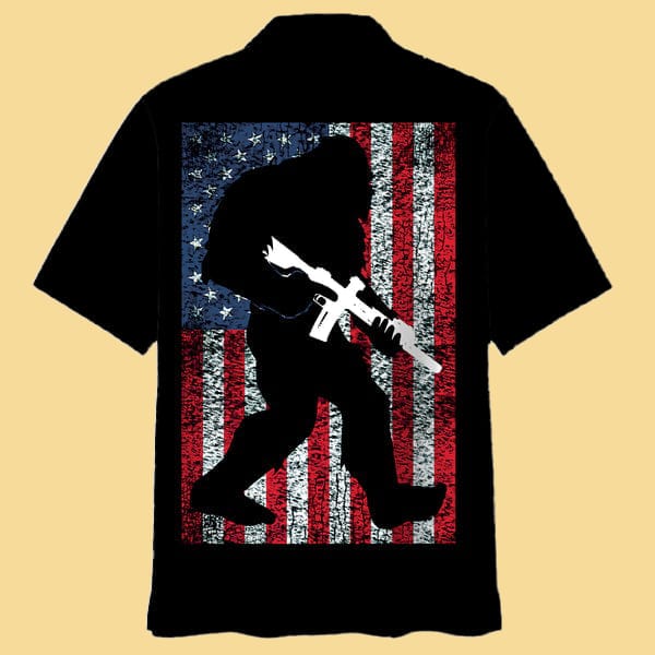 Bigfoot American Flag Patriotic Hawaiian Shirt - Cabryon